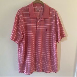 IZOD Striped Pink and White Polo Shirt Adult Men's XL Extra Large Golf Outdoor